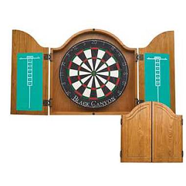 Arched Oak Dartboard Cabinet Black Canyon | 40-0255