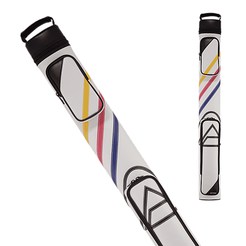 Action Sport ACX22A 2x2 Hard Cue Case – White with Rainbow Stripes | Stand-Out Oval Protection