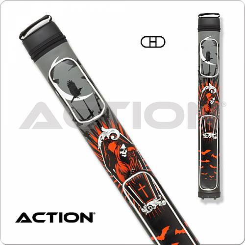 Action Sport ACX22C 2x2 Hard Cue Case – Black Grim Reaper, Crows & Bats Design