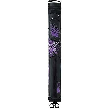 Athena ATHC02 Case 02 - 2x2 = 2 butts / 2 Shafts Black vinyl with purple hearts and flames design