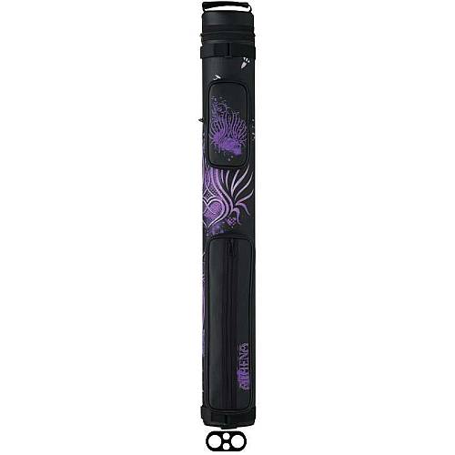 Athena ATHC02 Case 02 - 2x2 = 2 butts / 2 Shafts Black vinyl with purple hearts and flames design