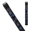 Athena ATHC08 Cue Case black with vibrant blue and purple flowers and butterflies