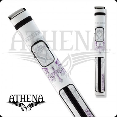 Athena ATHC16 Pool Cue Case - White case with pink cross and wing design