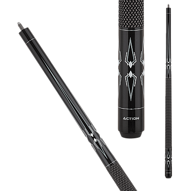 Action Black & White BW24 Pool Cue - Gray Spears & White Diamonds