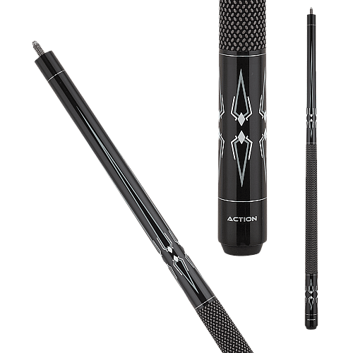Action Black & White BW24 Pool Cue - Gray Spears & White Diamonds
