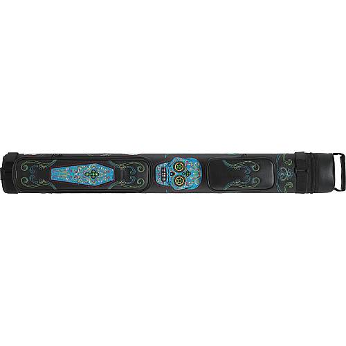 Action CALC22A 2x2 Hard Cue Case – Black with Skull Stitching | Oval Tube Protection