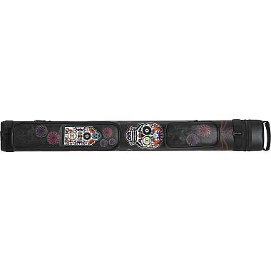 Action CALC22B 2x2 Hard Cue Case - Black with Flower Stitching | Oval Tube Protection