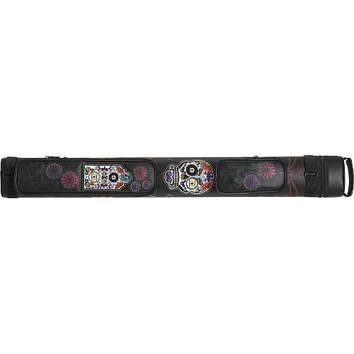 Action CALC22B 2x2 Hard Cue Case - Black with Flower Stitching | Oval Tube Protection