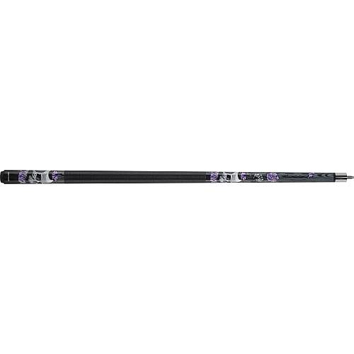 Eight Ball Mafia EBM14  Grey and black skull with purple roses and butterflies