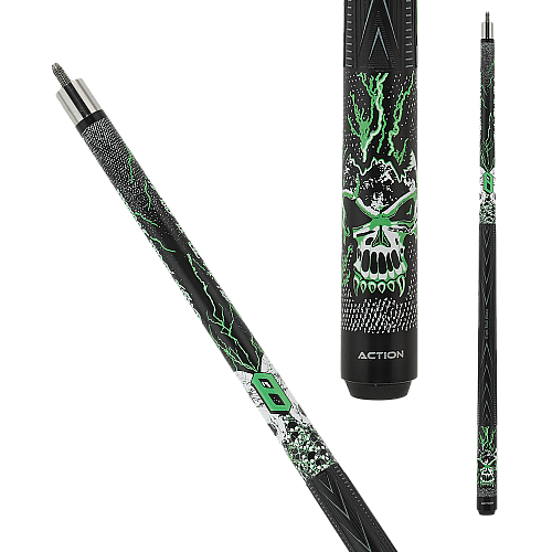 Action EBM23 Eight Ball Mafia Matte Black w/ Green lightning bolts and skulls