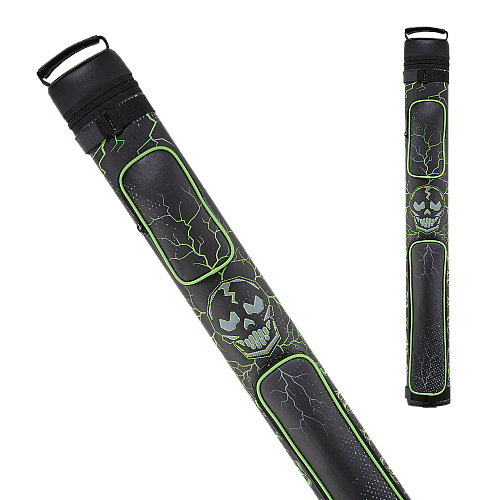 Eight Ball Mafia 2x2 Stitch Hard Case Black with lime green and gray cracking design embroidered skull EBMC22K