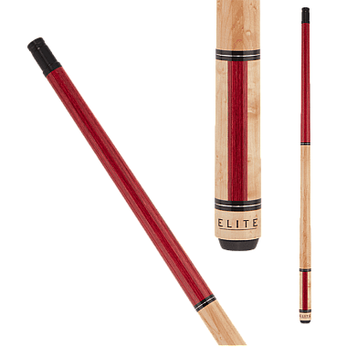 Elite EP48 Pool Cue  - Maple with stacked red wood strip 