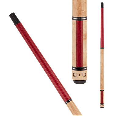 Elite EP48 Pool Cue | Maple & Stacked Red Wood Design