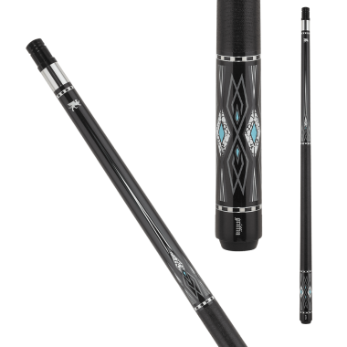 Griffin GR53 Pool Cue Black w/ grey, blue and stone diamonds and points