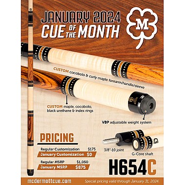 McDermott - H654C COTM January 2024 Cue Of The Month