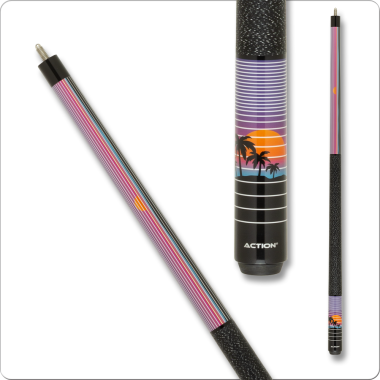 Action Impact IMP74 Cue - Black with purple, blue, white and black lines