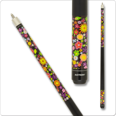 Action Impact IMP77 Cue - Black with flowers