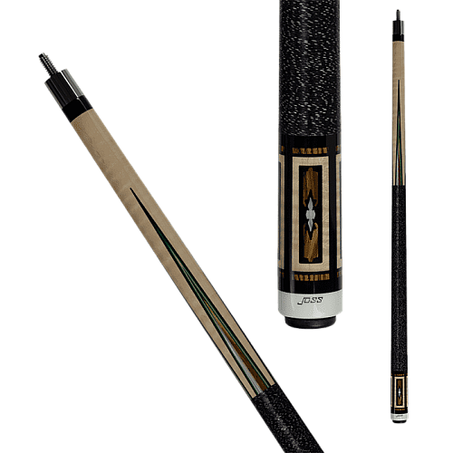 Joss JOS205 Pool Cue - Maple with Bocote points, black, green and maple veneers.