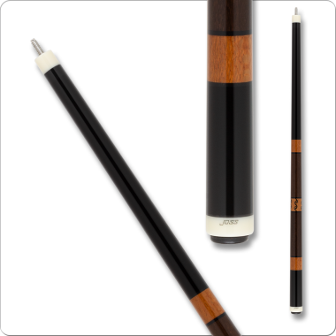 Joss - 213 Pool Cue - Black Stained Maple with Cumaru & Inlay Lacewood Rings on the handle