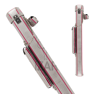 Lizard LXVTUM Tumei-Tonglu 2x2 Hard Case | Silver Diamond Vinyl Cue Case with Pink Accents