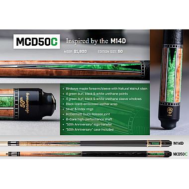 McDermott MCD50C 50th Anniversary Pool Cue - Tribute to M14D Portico