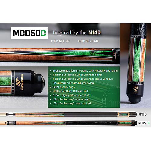 McDermott MCD50C 50th Anniversary Pool Cue - Tribute to M14D Portico