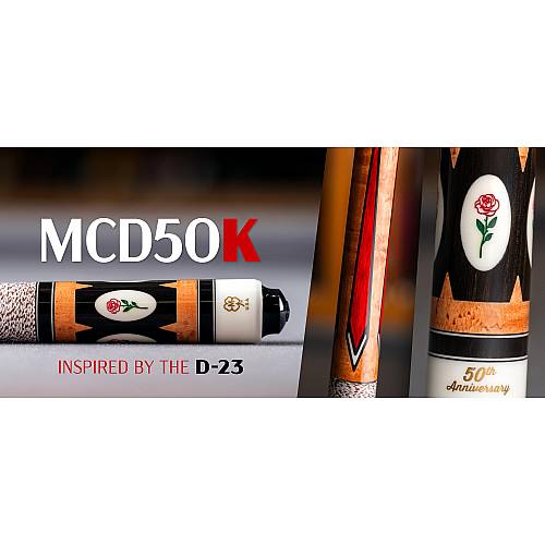McDermott MCD50K 50th Anniversary Pool Cue - Tribute to D-23 with Rose Engraving