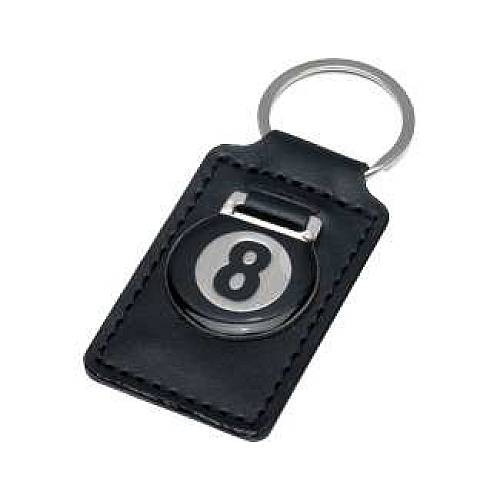 Leather 8-Ball Keychain | Pool & Billiards Key Ring | NIKC8