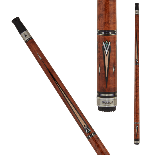 Spartan SPR01 Pool Cue Coffee Stained Birdseye Maple, Inlay of Abalone & Natural Maple with Steel Spearheads