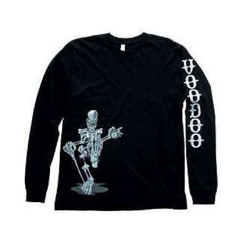 Voodoo Long Sleeve Shirt – Dark Gray Cotton with Skeleton & Sleeve Print