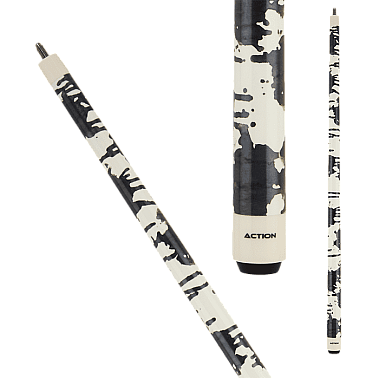 Action Value VAL35 Cue Gloss white with grey shimmer splatter design