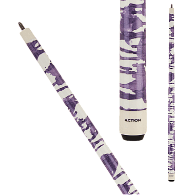 Action Value VAL37 Cue Gloss white with purple shimmer splatter design 