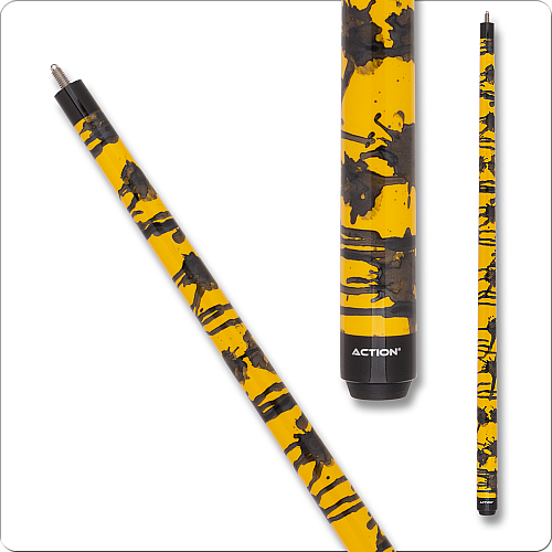 Action Value VAL44 Pool Cue - Metallic Yellow Splatter Design