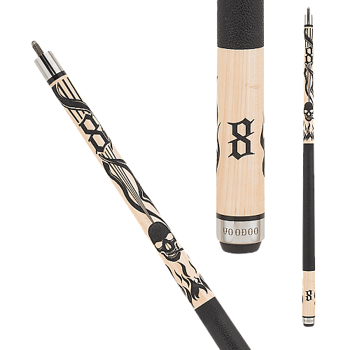 Voodoo VOD37 Blunt smoking skull pool cue - Smoking skull w/ flames