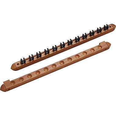 12 Cue Wall Rack with Clips | WR2P12 Oak Finish