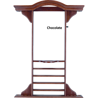 WR8 Deluxe Wall Rack – 8 Cue Crown Pool Cue Rack with Ball & Chalk Storage