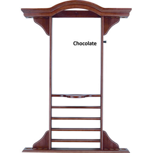 WR8 Deluxe Wall Rack – 8 Cue Crown Pool Cue Rack with Ball & Chalk Storage